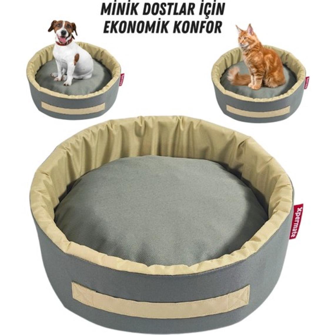 XPERMATE Sünger Simit Küçük Irk Köpek Yatağı Ve Kedi Yatağı 45 Cm Antrasit bej