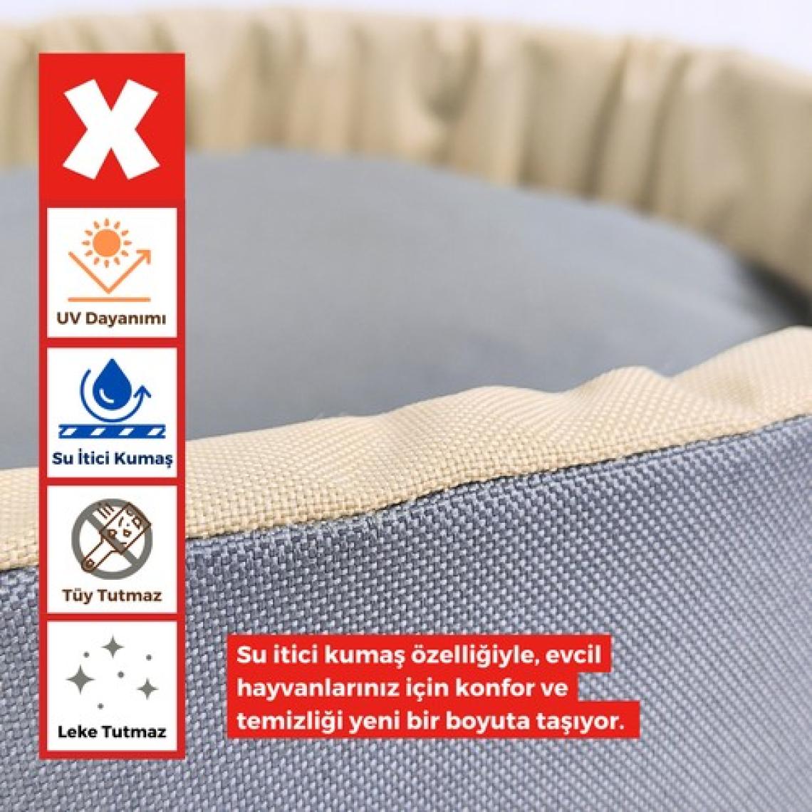 XPERMATE Sünger Simit Küçük Irk Köpek Yatağı Ve Kedi Yatağı 45 Cm Antrasit bej