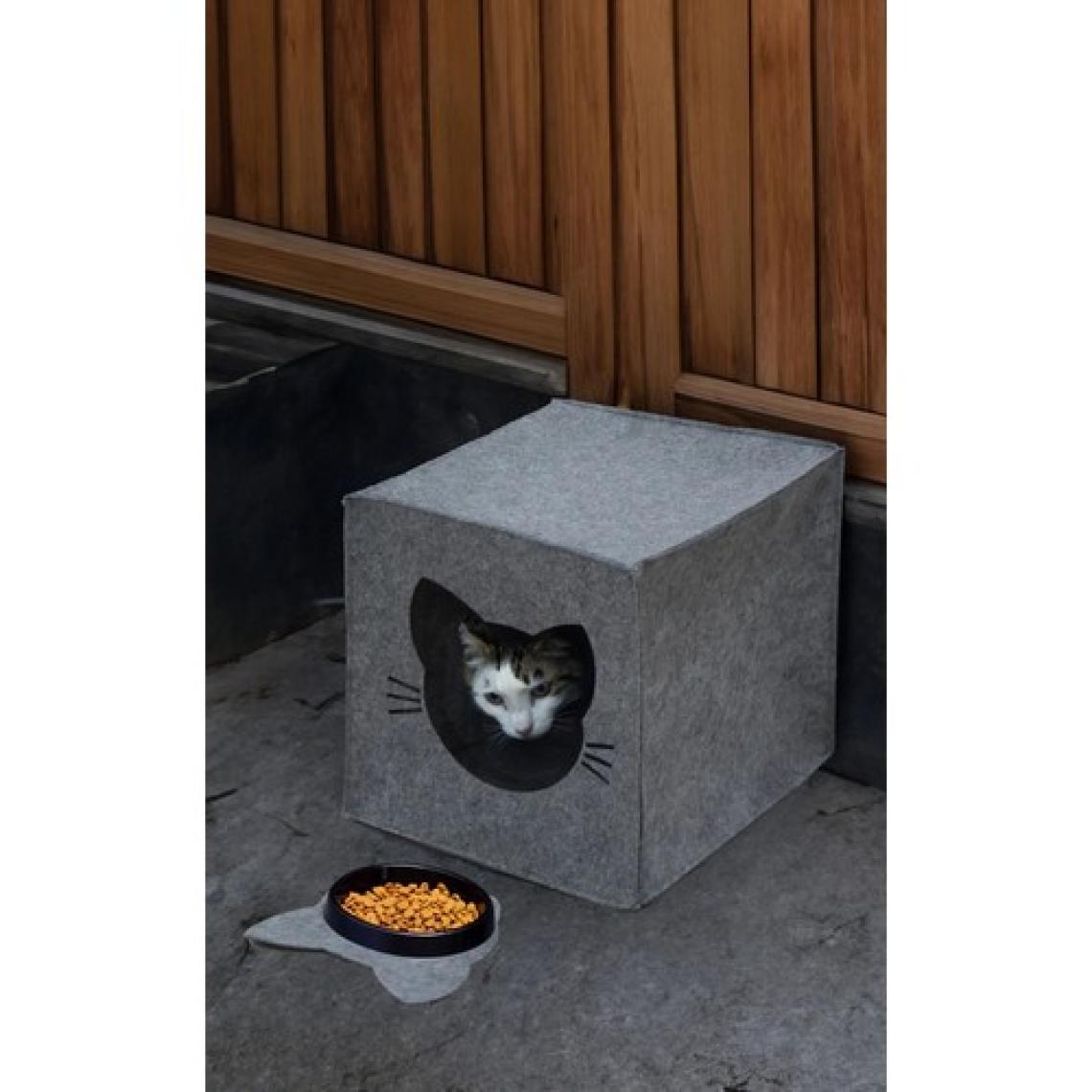 Yunusoğlu Home Keçe Kedi Yuvası Dekoratif Mama Kabı Altlığı Hediyeli Organizer Düzenleyici Katlanabilir Gri