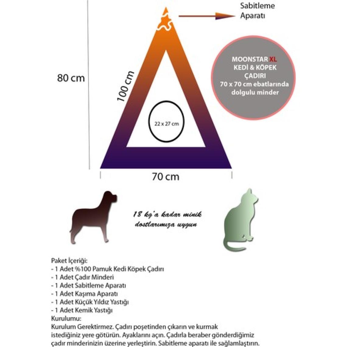 Moonstar Xl Kırmızı Siyah Yıldızlı Kedi Köpek Çadırı 70 x 70 cm