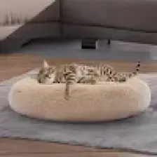 Pugalo Peluş Kedi ve Köpek Yatağı Krem Renkte, Ekonomik Kedi Yatağı