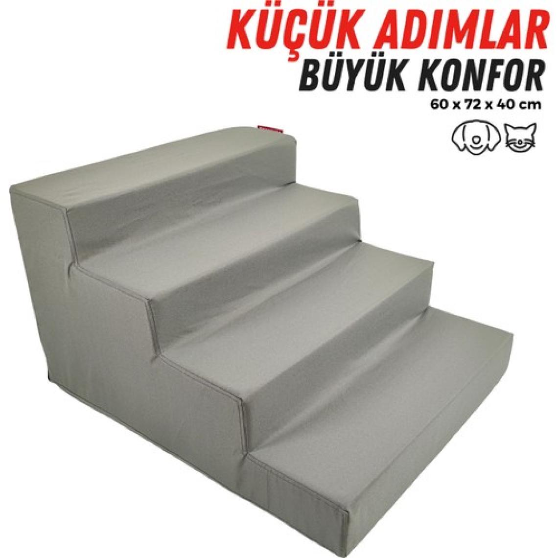 Xpermate Evcil Hayvan Merdiveni - Kedi Merdiveni - Köpek Merdiveni , 4 Basamaklı, Fermuarlı Antrasit