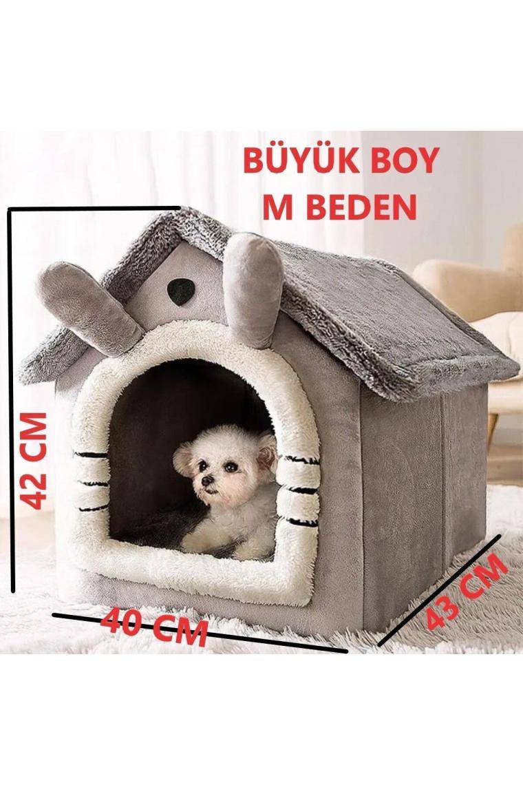 Tineke Klasik Model Kedi Evi Yumuşak Kedi Yatağı Derin Uyku ve Kış Evi Çıkarılabilir Minder
