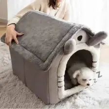 Tineke Klasik Model Kedi Evi Yumuşak Kedi Yatağı Derin Uyku ve Kış Evi Çıkarılabilir Minder