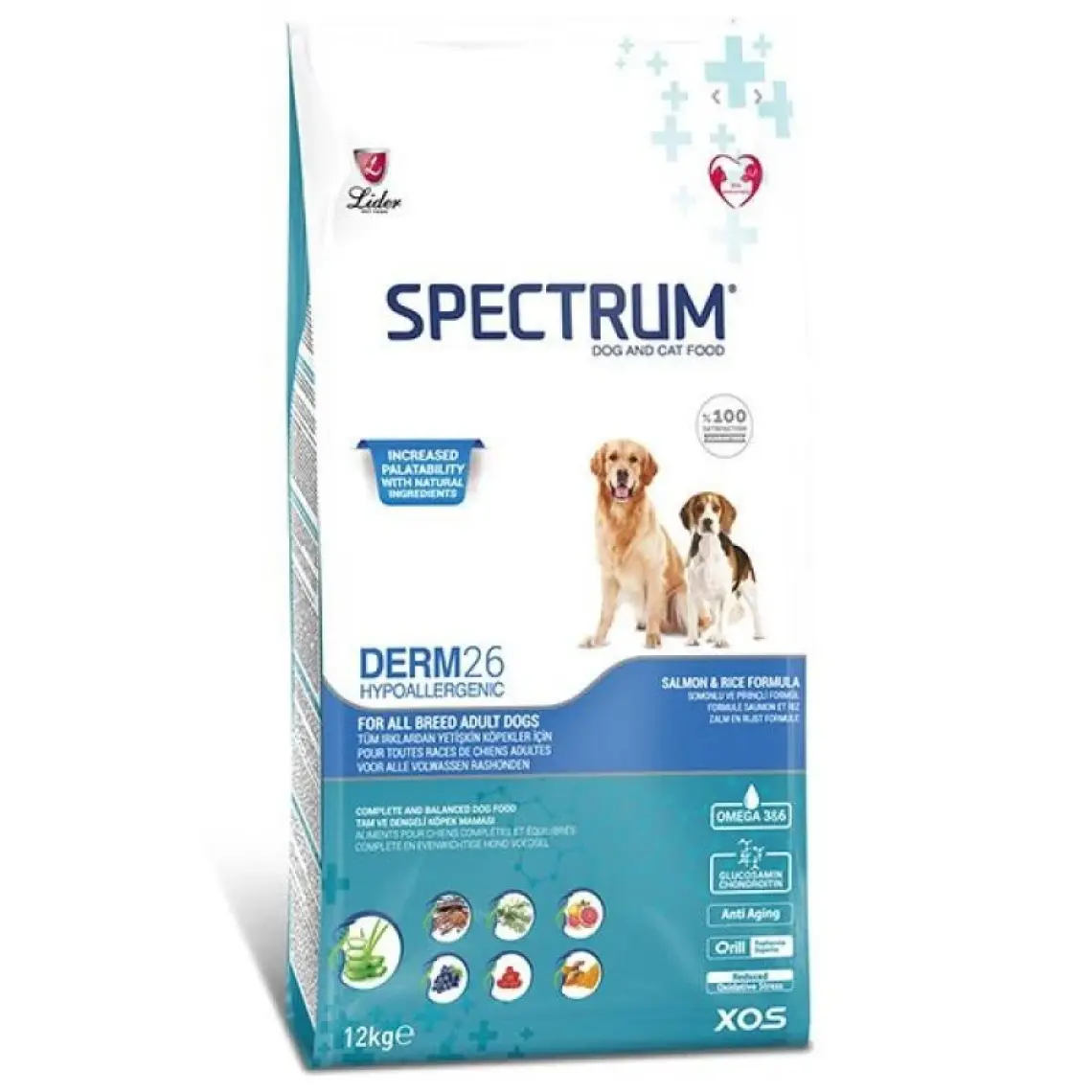 Spectrum Derm 26 Hypo-Allergenic Balıklı Yetişkin Köpek Maması 12kg