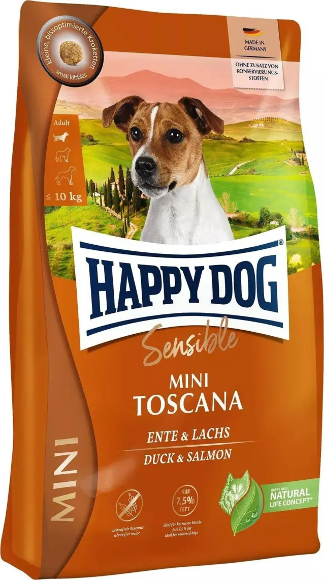 Happy Dog Mini Toscana Ördekli Somonlu Hassas Köpek Maması 4kg