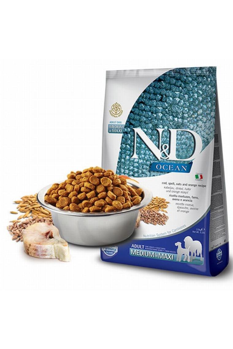 N&D Ocean Düşük Tahıllı Morina Balıklı ve Portakallı 12 kg Orta ve Büyük Irk Yetişkin Köpek Maması
