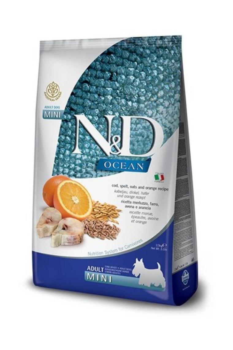 N&D Ocean Düşük Tahıllı Morina Balıklı ve Portakallı 2.5 kg Küçük Irk Yetişkin Köpek Maması