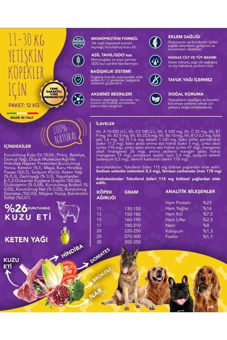 Exclusıon Kuzu Etli Ve Narlı Düşük Tahıllı Orta Irk Yetişkin Köpek Maması 12 Kg