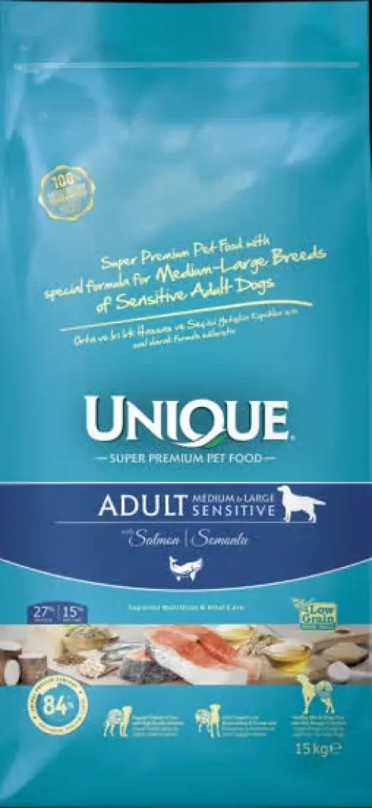Unique Sensitive Orta ve Iri Irk Yetişkin Köpek Maması Somonlu 15 kg