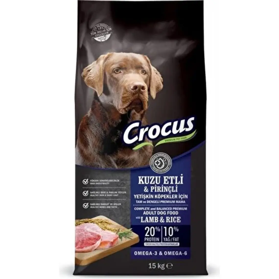 Crocus Kuzu Etli Pirinçli Yetişkin Köpek Maması 15 kg