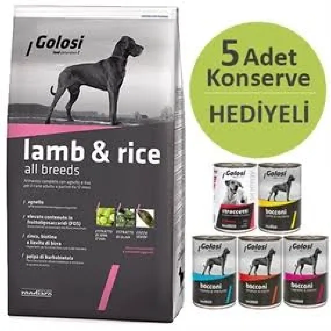 Golosi Dog Kuzu Etli Ve Pirinçli Yetişkin Köpek Maması 12 Kg