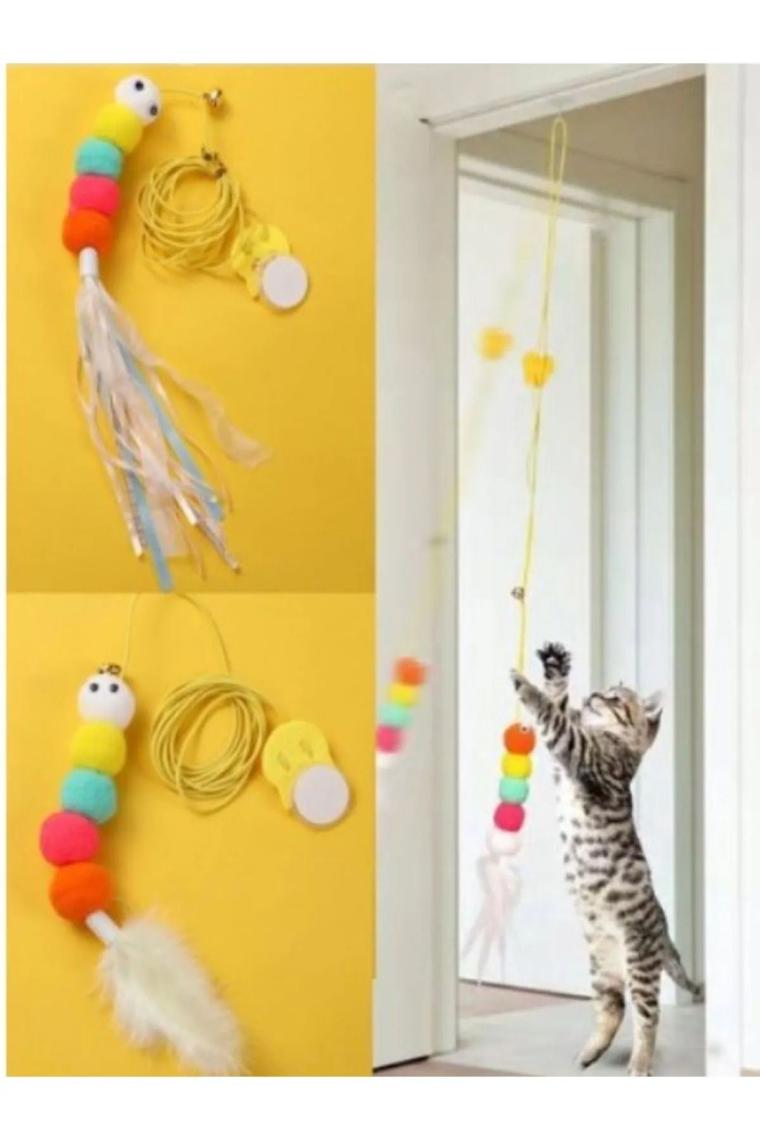 Elastik Yapışkanlı Kedi Oyun Oltası