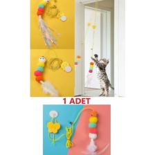 Tineke  Elastik Kendinden Yapışkanlı Renkli Kedi Oyun Oltası Kedi Oyuncağı Yapışkanlı Olta Eğitim Oyuncağı