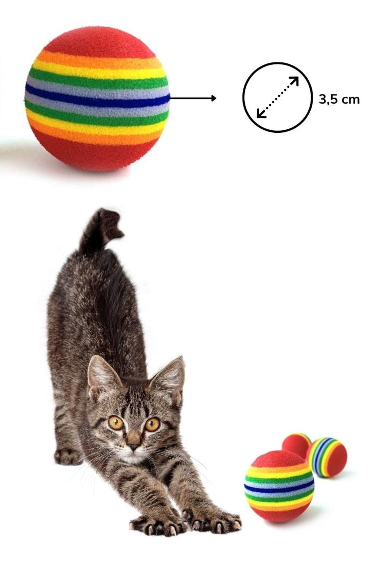 ® 3lü Gökkuşağı Sünger Kedi Köpek Çiğneme Oyun Topu 4,2 Cm