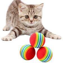 ® 3lü Gökkuşağı Sünger Kedi Köpek Çiğneme Oyun Topu 4,2 Cm