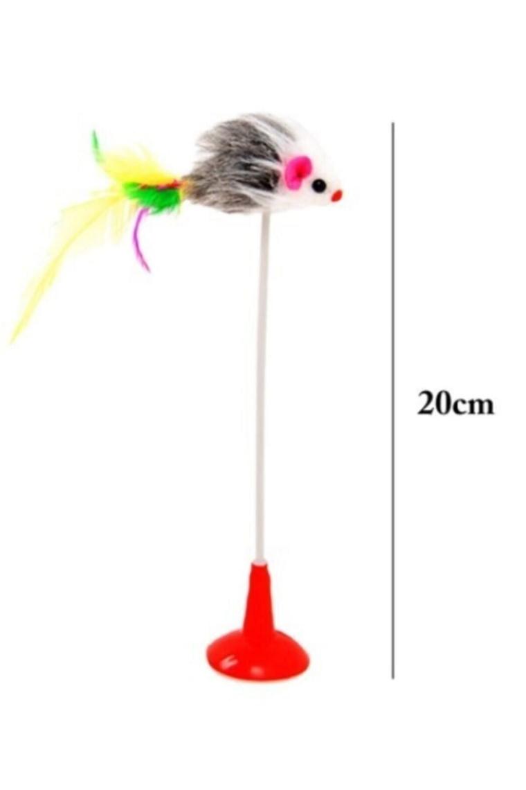 ® 2’li Vantuzlu Fareli Tüylü Hareketli Çanlı Ve Esneyen Eğlenceli Peluş Kedi Oyuncağı