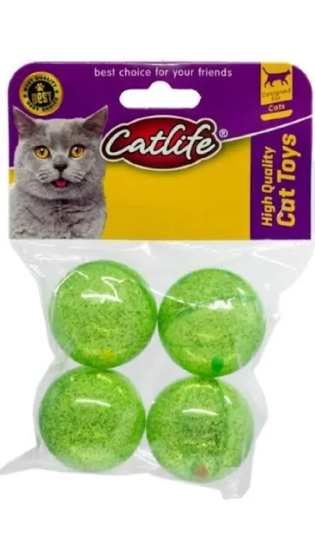 Catlife  Zilli Kedi Oyuncağı 4'lü Paket Top Yeşil