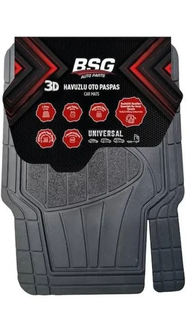 Universal 3D Havuzlu Siyah 5 Parça Tüm Araçlara Uyumlu Paspas