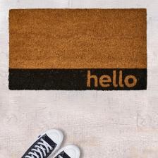 Giz Home Bordürlü Hello Kapı Önü Paspası - Bej - 35X60 cm