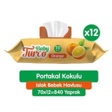 Portakal Kokulu Islak Bebek Havlusu 12x70 Adet