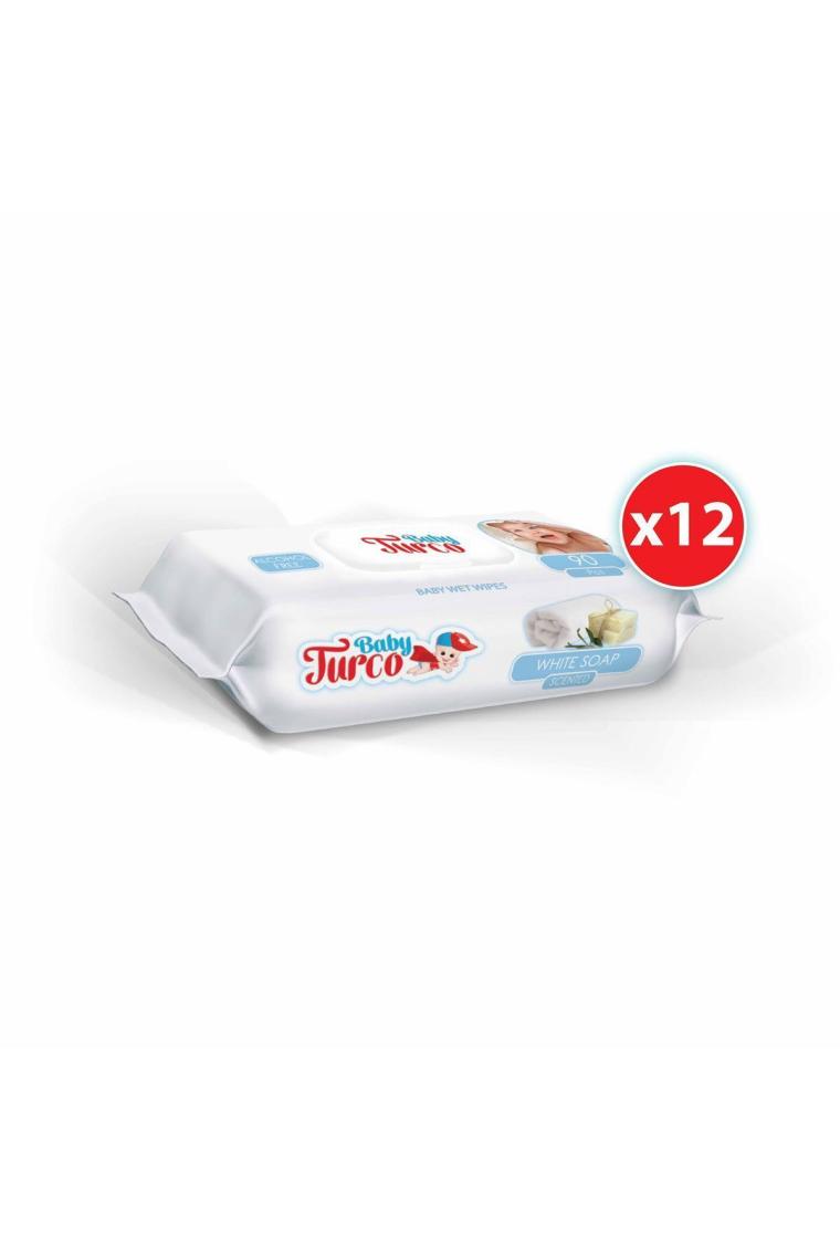 Baby Turco Beyaz Sabun Kokulu 90 Yaprak 12'li Paket Islak Mendil