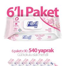 Gül Kokulu Islak Mendil 6x90 Lı Paket 540 Yaprak