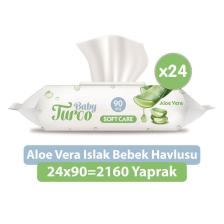 Softcare Aloe Vera Islak Bebek Havlusu 24x90 Yaprak
