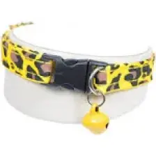 X-Perk Leopar Desenli Zilli Kedi Köpek Taması Sarı