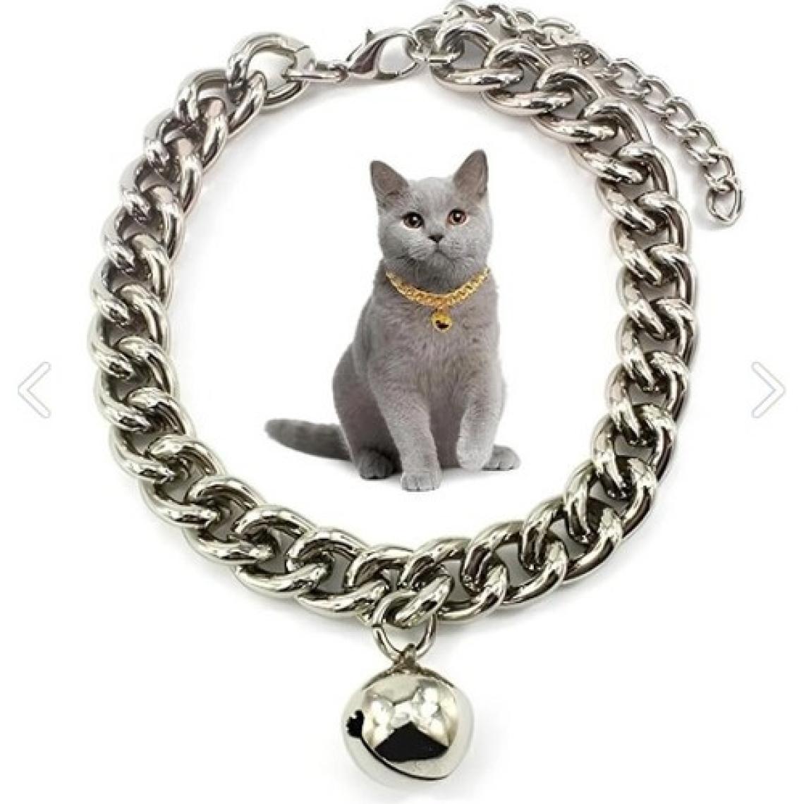 Hebmeyy Ayarlanabilir Zincir Alüminyum Zilli Gold  Lüx Kedi ve Küçük Irk Köpek Kolye Tasması