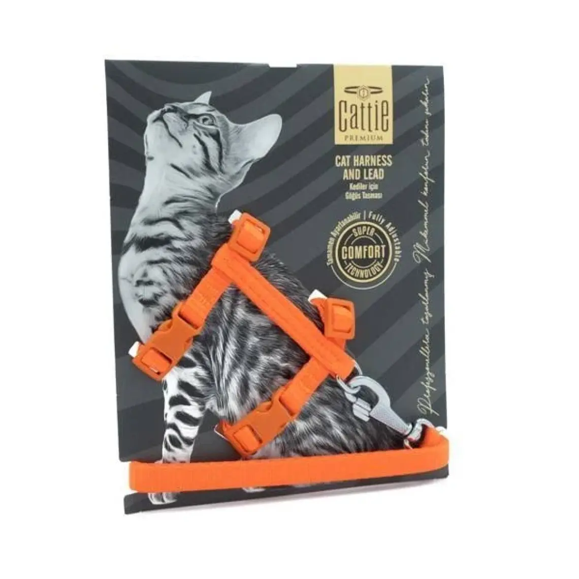 Cattie Kedi Göğüs ve Gezdirme Tasma Takımı Siyah 1x25-40 Cm