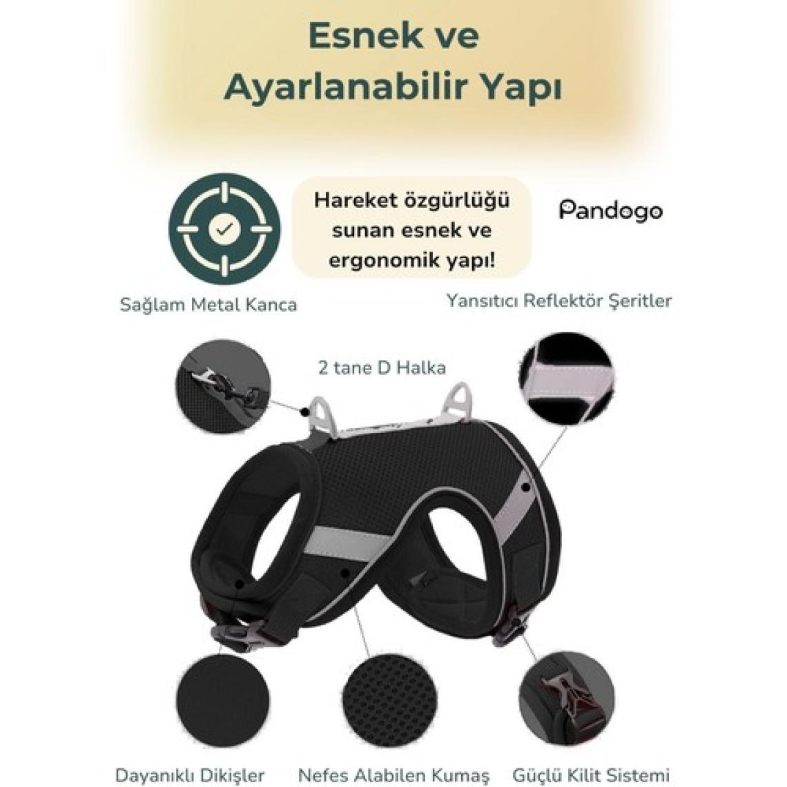 Evene Kedi Tasması Göğüs Boyun Tasma Seti Sevk Kayışlı Terletmeyen Nefes Alan Reflektörlü Tasma