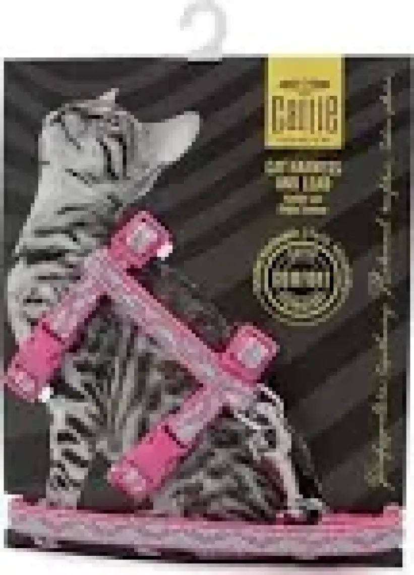 Cattie Desenli Kedi Göğüs ve Gezdirme Tasma Aparatı Pembe 1x25-40