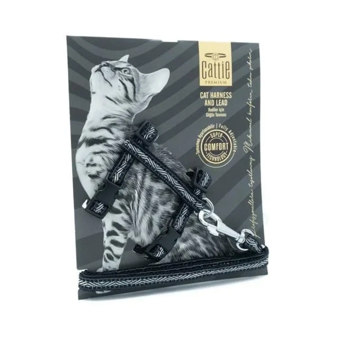 Cattie Desenli Kedi Göğüs ve Gezdirme Tasma Aparatı Pembe 1x25-40