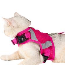Kedi Tasması Göğüs Boyun Tasma Seti Sevk Kayışlı Terletmeyen Nefes Alan Reflektörlü Tasma L Pembe