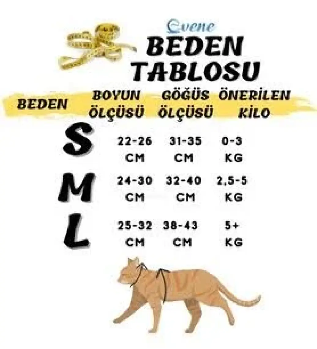 Evene Kedi Tasması Göğüs Boyun Tasma Seti Sevk Kayışlı Terletmeyen Nefes Alan Reflektörlü Tasma