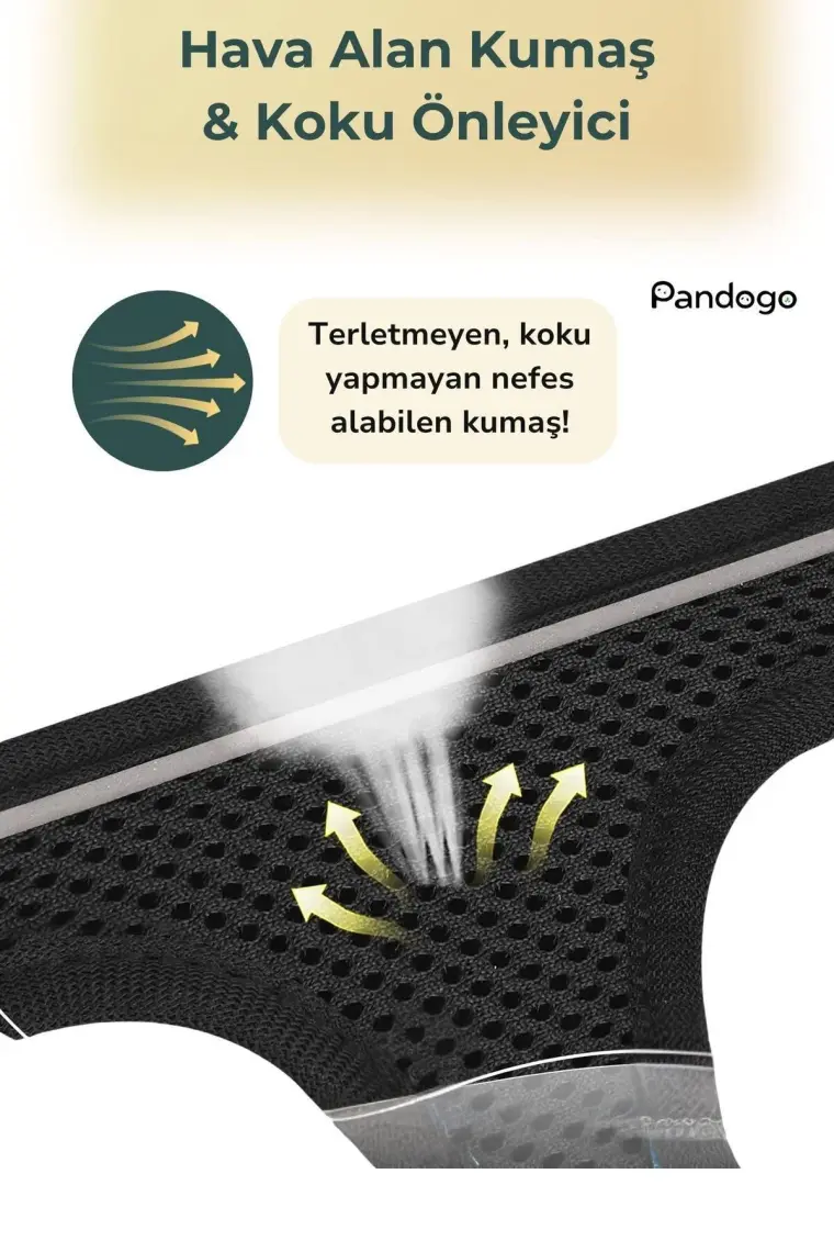 Pandogo Kedi Köpek Tasması Reflektörlü Fileli Hava Alan Kumaş Sevk Kayışlı Kedi Gezdirme Tasması