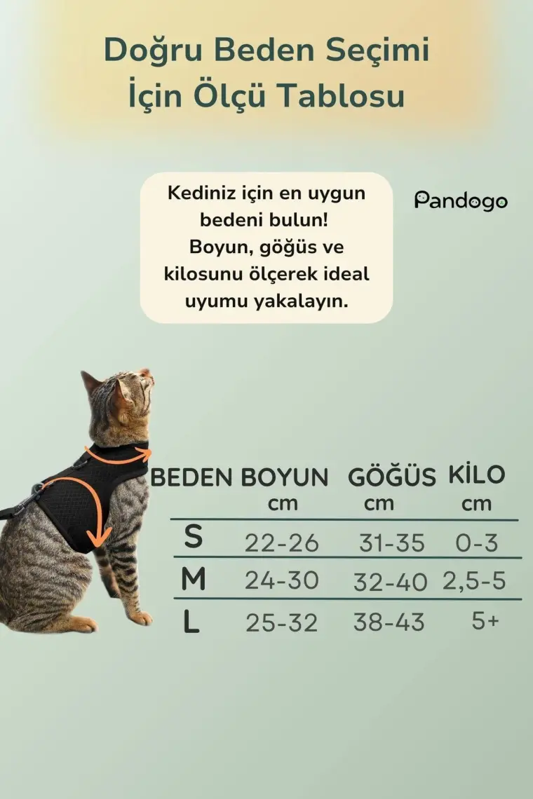 Pandogo Kedi Köpek Tasması Reflektörlü Fileli Hava Alan Kumaş Sevk Kayışlı Kedi Gezdirme Tasması