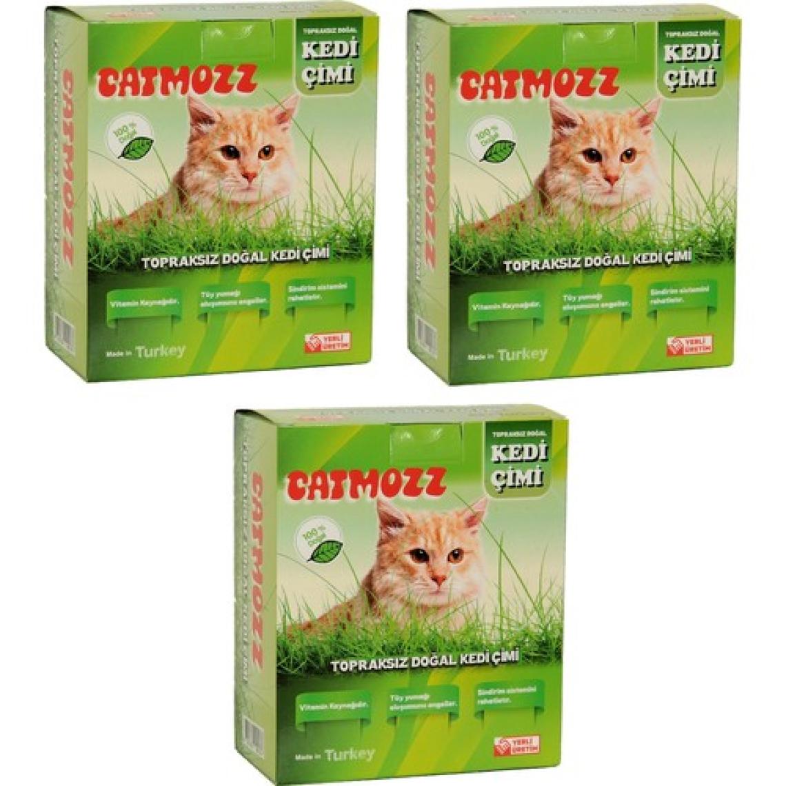 Catmozz Yavru ve Yetişkin Kediler Için Büyük Boy Organik Topraksız Kedi Çimi Seti 3 Adet