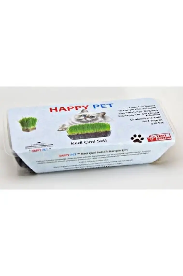 Happy Pet Kedi Çimi Seti 2'li Paket 100 gr Karışım Çim