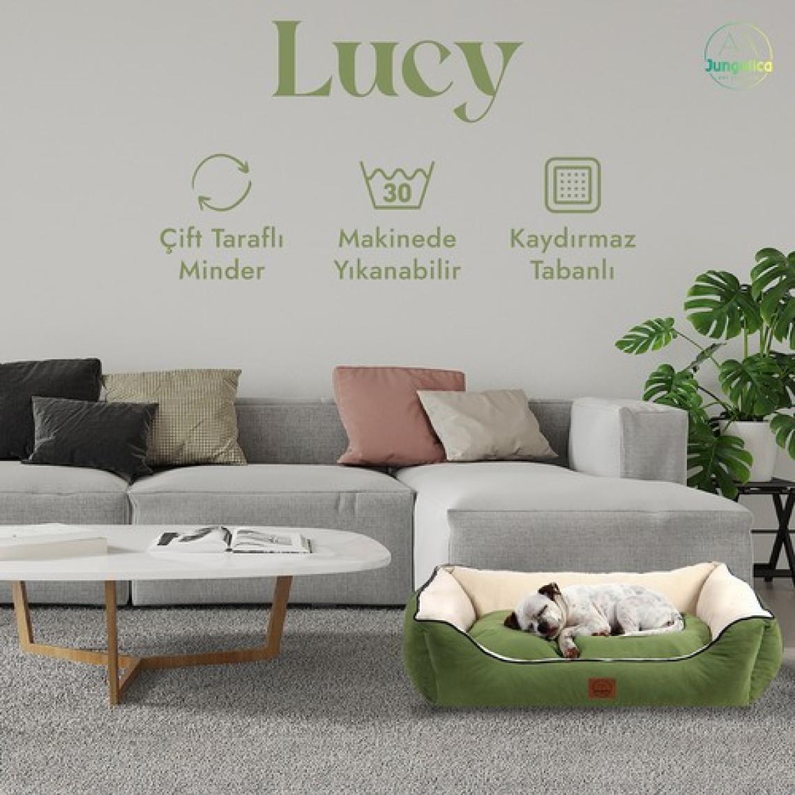Jungolica Pet Products Lucy, Çift Taraflı Minderli, Ultra Yumuşak, Kaydırmaz Tabanlı, Yıkanabilir Kedi ve Köpek Yatağı