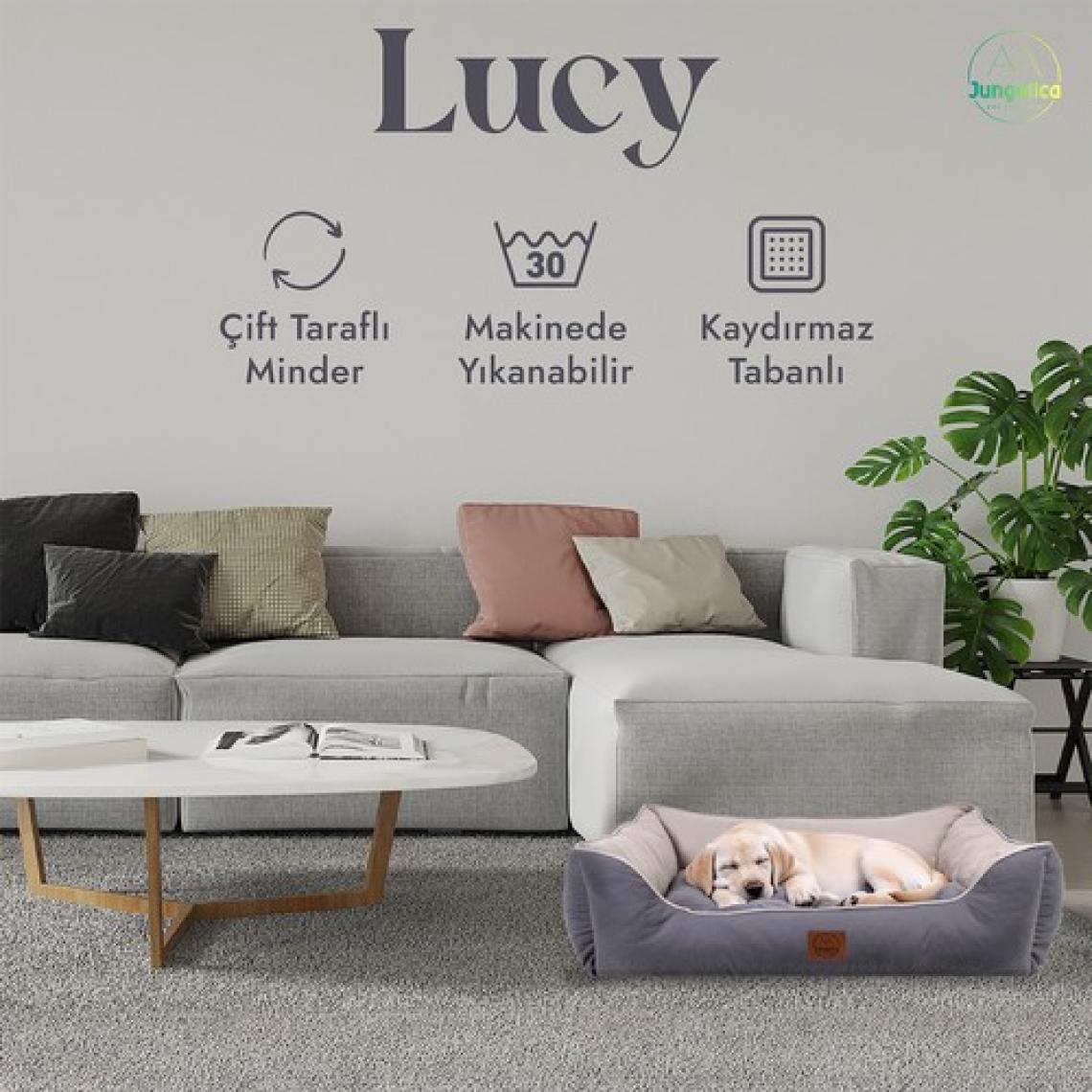 Jungolica Pet Products Lucy, Çift Taraflı Minderli, Ultra Yumuşak, Kaydırmaz Tabanlı, Yıkanabilir Kedi ve Köpek Yatağı