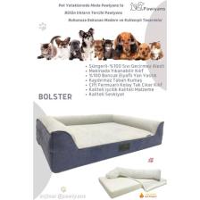 Pawiyans Bolster Üst Kalite Köpek Yatağı 6,5 ve 10 cm Süngerli Kılıflı  Sıvı Geçirmez Alezli 2 Fermuarlı