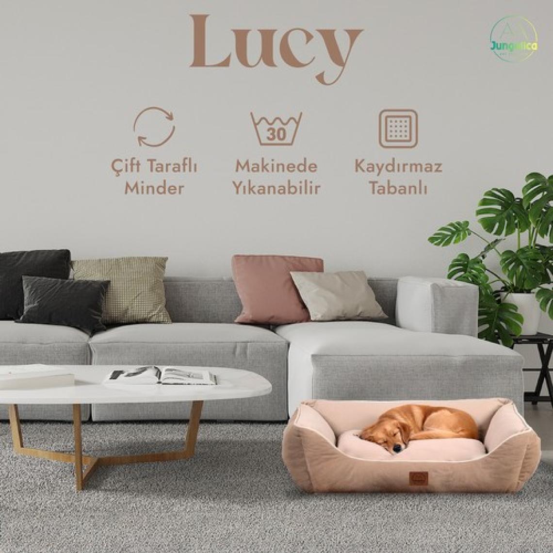 Jungolica Pet Products Lucy, Çift Taraflı Minderli, Ultra Yumuşak, Kaydırmaz Tabanlı, Yıkanabilir Kedi ve Köpek Yatağı