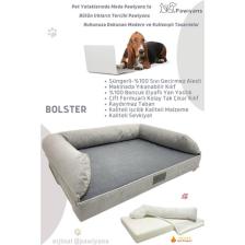 Pawiyans Bolster Üst Kalite Köpek Yatağı 6,5-10CM Süngerli Sıvı Geçirmez Alezli. %100 Elyaflı. 2 Fermuarlı