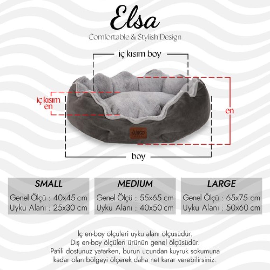 Elsa, Çift Taraflı Minderli, Ultra Yumuşak, Kaydırmaz Tabanlı, Yıkanabilir, Kedi ve Köpek Yatağı