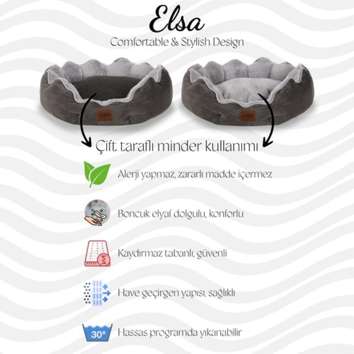Elsa, Çift Taraflı Minderli, Ultra Yumuşak, Kaydırmaz Tabanlı, Yıkanabilir, Kedi ve Köpek Yatağı