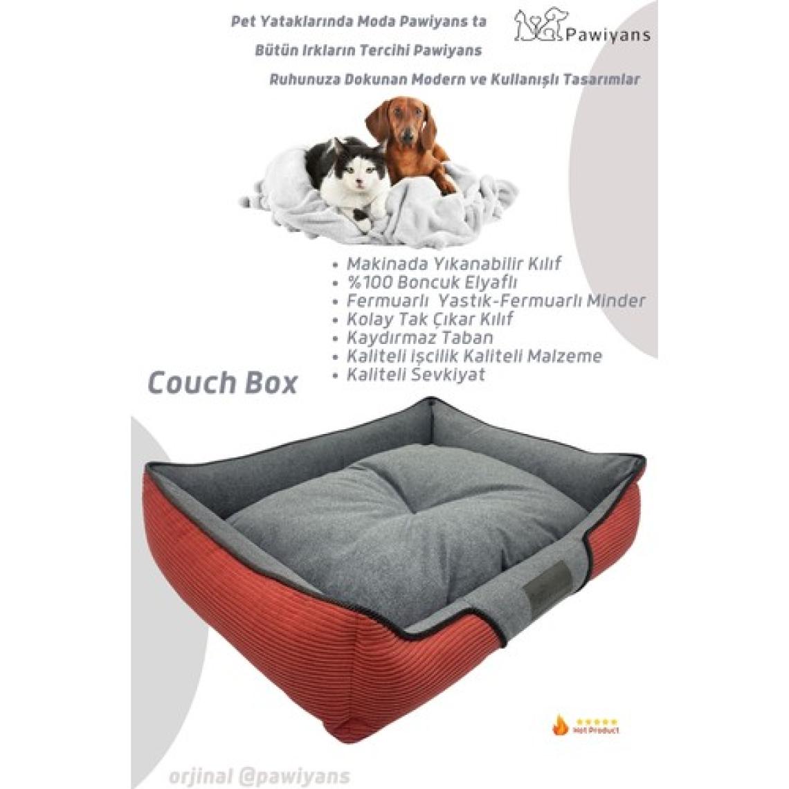 Pawiyans Couch Box Üst Kalite Kedi Köpek Yatağı Yıkanabilir Fermuarlı,astarlı %100ELYAF Dolgu