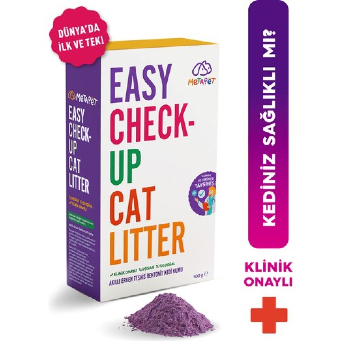 Metapet Hastalık Gösteren Erken Teşhis Kedi Sağlığı Kumu, Kokusuz Organik Doğal Bentonit 1 Kg.