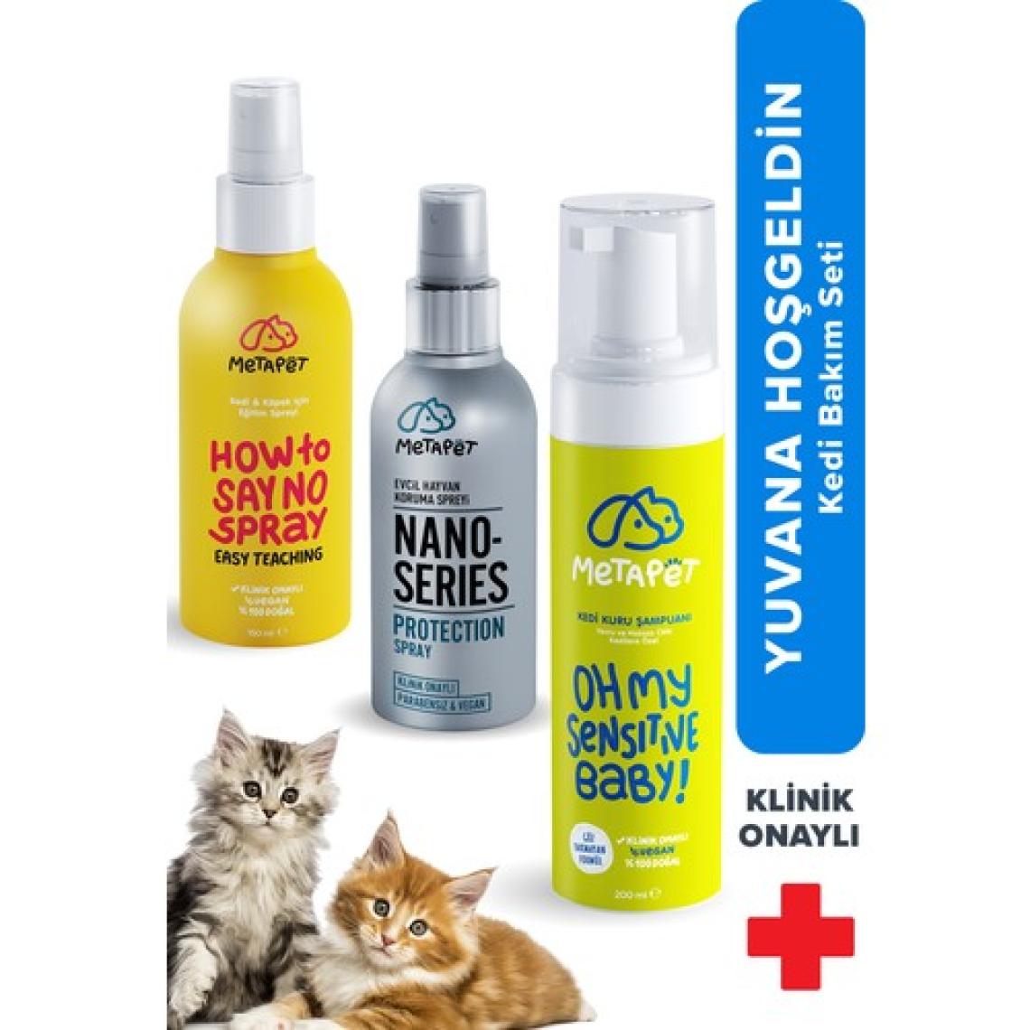Metapet Kedi Bakım Ürünleri Seti, Eğitim Spreyi, Nano Series Hijyen Spreyi Ve Kuru Şampuan